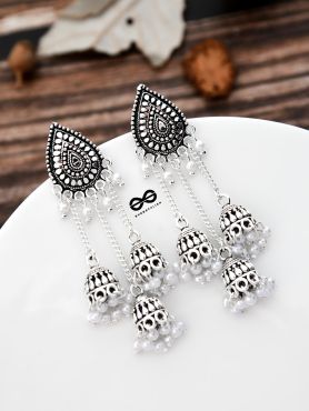 The Intricate Droplet - Triple Boho Jhumkis