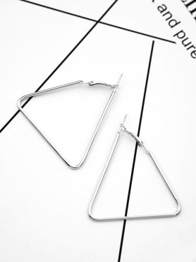 The Everyday Chic - Oversized Triangle Hoops - Silver