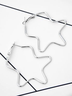 The Everyday Chic - Oversized Star Hoops - Silver