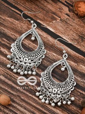 The Dazzling Droplet Danglers - Oxidised Boho Earrings