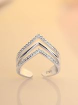 Leslie's Layered CZ Adjustable Ring (Silverette)