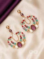 The Jazzy Rainbow- Golden Pearls and Stone Earrings