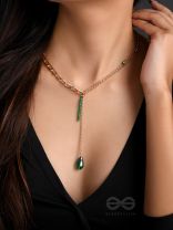 Drop In The Ocean- Golden Embellished Necklace With Anti-Tarnish Coating 