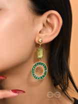 The Geometric Timestoppers- Golden Embellished Earrings