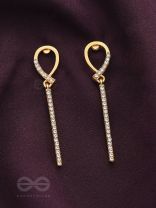 Gems on a stick Golden Dangler Earrings 