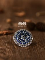 The Intricate Meenakari Adjustable Ring (Blue) - Embellished Oxidised Collection