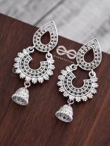 The Multilayered Intricate Danglers - Oxidised Boho Earrings