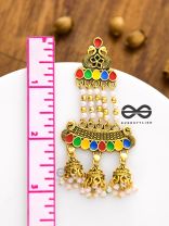 The Enamelled Peacock Artwork Earrings (Golden)