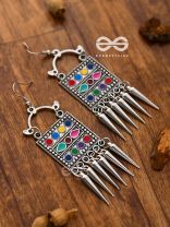 The Embellished Squares - Oxidised Boho Earrings