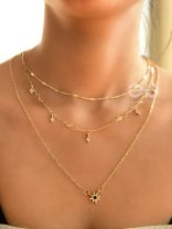 The Stylish Shimmer - Multilayered Golden Necklace