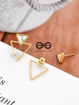 The Golden Marbellous Triangles - Elegant Ear Jackets