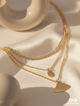 The Elegant Curves  - Golden Triple Layered Statement Neckpiece