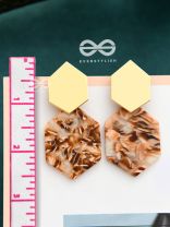 The Hexes of Charm - Golden Acrylic Statement Earrings