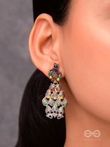 The Playful Peacocks - Colourful Enamelled Earrings