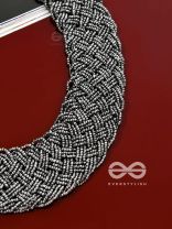 The Beauteous Braided Criss-Cross Beaded Necklace (Silver)