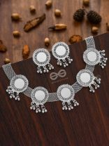 The Solar Shimmer - Set of Choker and Earrings - Oxidised Boho Collection