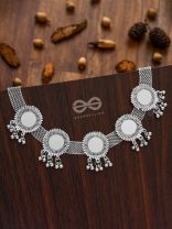 The Solar Shimmer - Set of Choker and Earrings - Oxidised Boho Collection