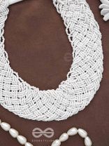 The Beauteous Braided Criss-Cross Beaded Necklace (White)