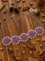 The classy Desire - Perfect Pearl Embellished Statement Choker (Ruby Red)