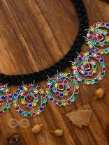 The Coloursplashed Enigma - Set of Statement Neckpiece and Earrings