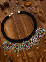 The Coloursplashed Enigma - Set of Statement Neckpiece and Earrings