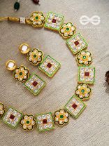 The Royal Panache - Statement Golden Set of Neckpiece and Earrings