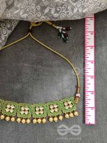 The Windows of Opulence - Set of Statement Choker and Earrings( INDIA GREEN)
