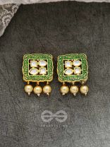The Windows of Opulence - Set of Statement Choker and Earrings( INDIA GREEN)