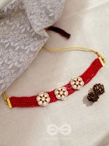 The Classy Elegance - Set of Statement Choker and Studs (Rose red)