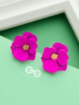 THE POISED PERIWINKLES - Statement Floral Studs (Fushcia)