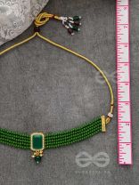 The Mystical Magnificence - Set of Statement Choker And Earrings (Forest Green)