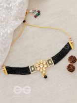 The Etheral Elegance - Set of Statement Choker And Earrings (Black)