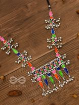 The Bohemian Jaw Droppers - Statement Set of Meenakari Neckpiece and Earrings (Multicolor)