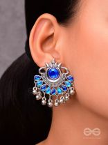 A Bohemian Tale - Embellished Oxidised Earrings (Teal Blue)