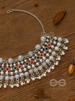 The Boho Barrage - Statement Set of Enamelled Earrings and Neckpiece