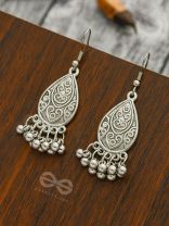 The Intricate Motif Teardrops - Oxidised Boho Earrings