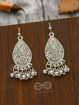 The Intricate Motif Teardrops - Oxidised Boho Earrings