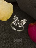 Fluttering Butterfly - Silver Oxidised Ring