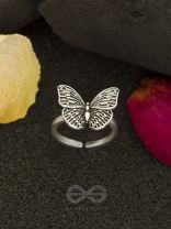 Fluttering Butterfly - Silver Oxidised Ring
