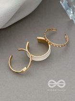 THREE CHEERS- SET OF THREE WHITE AND ROSE GOLD RINGS