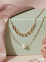 Bond Of Pearl- Golden Layered Necklace With Anti-Tarnish Coating 