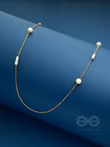 Pearls N Pebbles - Golden Pearl Necklace With Anti-Tarnish Coating 