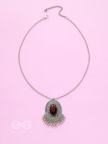 The Victorian Spell - Purple Crystals Silver Necklace and Earrings Set