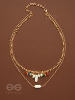 The Interstellar Charm- Pearls And Beads Studded Golden Necklace With Anti-Tarnish Coating 