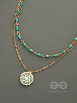 The Moonlit Sea- Beads Studded Embroidered Layered Golden Necklace With Anti-Tarnish Coating 