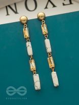 The Gleaming Snowfall- White Stone Studded Golden Earrings