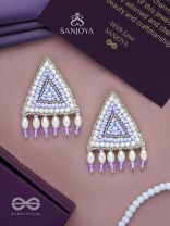 Suchyagra- The Eternal Pyramid- Pearls, Beads and Glass Beads Embroidered Earrings (Orchid Purple)