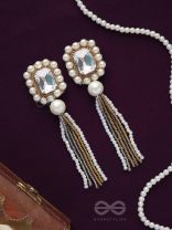 Anavarna- The Fair n Beautiful- Stone, Pearls and Beads Embroidered Earrings (Copper Brown)
