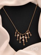 Star-Studded Sky- Golden Stone Necklace With Anti-Tarnish Coating 