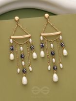 The Pearl City- Golden Pearl Evil Eye Earrings
